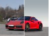 Comparación antes y después con fondo eliminado y coche de alta gama completamente aislado