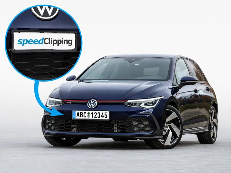 Matrícula de vehículo editada en una foto profesional de coche para presentación online