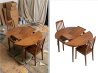 Recorte de conjunto de comedor de madera visto desde arriba con fondo blanco profesional.
