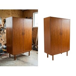 Recorte de armario de madera con eliminación de fondo para imágenes de muebles profesionales
