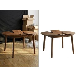 Hintergrundentfernung für ausziehbaren Holztisch mit sauberer Freistellung für Möbelkatalog