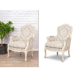 Eliminación de fondo para sillón blanco con resultado aislado sobre fondo blanco