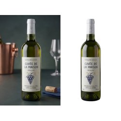 Eliminación de fondo para botella de vidrio con resultado limpio sobre fondo blanco para e-commerce