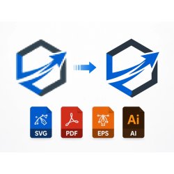 Vectorización fácil de logo geométrico con flecha en SVG, PDF, EPS y AI