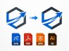 Vectorización fácil de logo geométrico con flecha en SVG, PDF, EPS y AI