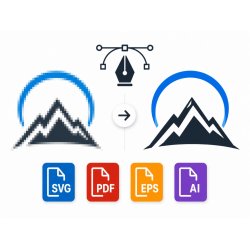 Vectorización fácil de logo de montaña en SVG, PDF, EPS y AI