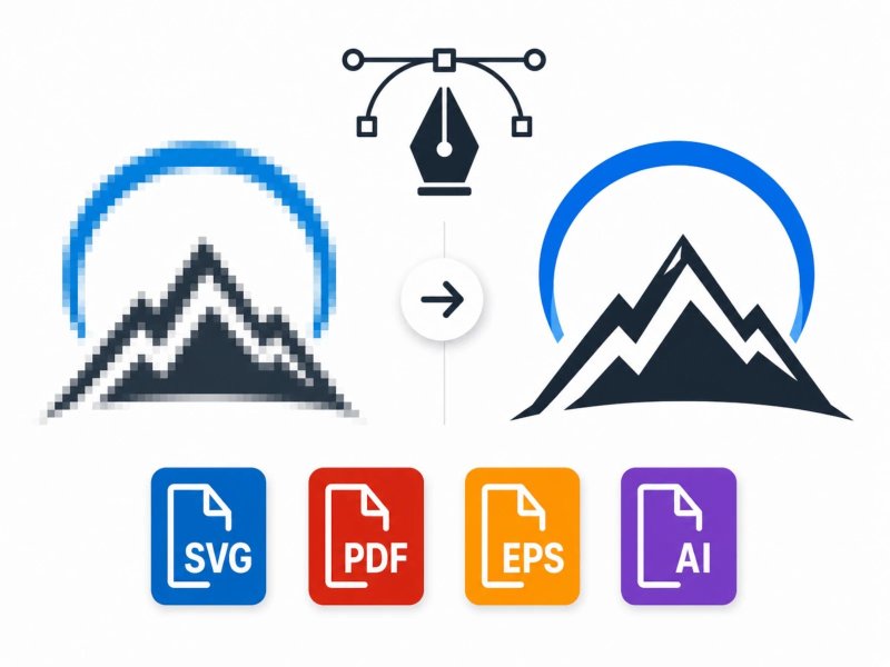 Easy vectorization of a mountain logo in SVG, PDF, EPS and AI