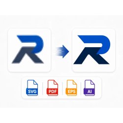Einfache Vektorisierung eines Logos mit Buchstabe R in SVG, PDF, EPS und AI