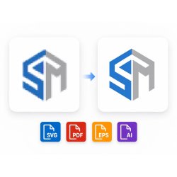 Easy vectorization of a geometric cube logo in SVG, PDF, EPS and AI
