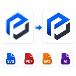 Easy logo vectorization with geometrical shape in SVG, PDF, EPS and AI