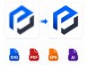 Vectorización fácil de logo con forma de geométrica en SVG, PDF, EPS y AI