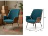 Edición de imagen de silla lounge azul verdosa con medidas y con sombra