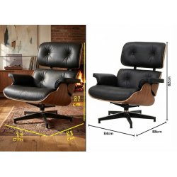 Edición de imagen de sillón negro de diseño con medidas sin sombra