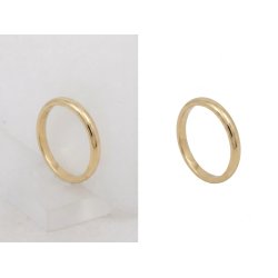 Jewelry image editing of simple gold ring on white background without shadow