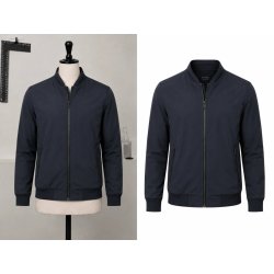 Invisible mannequin clothing image editing for blue jacket on white background