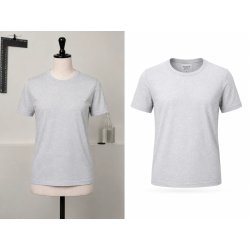 Edición de camiseta gris con maniquí invisible y fondo blanco para tienda online