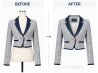 Before and after Hollowman jacket editing with invisible mannequin, visible inner label and white background