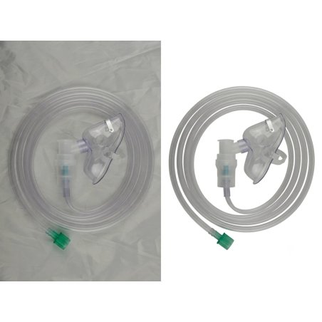 Antes y después de eliminación de fondo para tubo de oxígeno y mascarilla médica