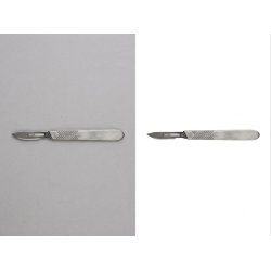 Before and after background removal for metal surgical scalpel